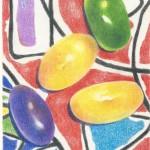 Coloured pencil drawing of jelly beans